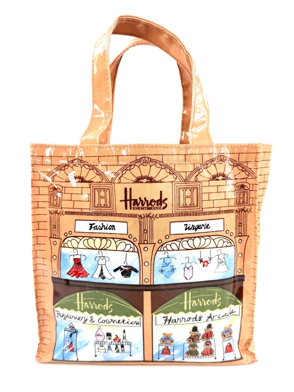 Harrods Knightsbridge Store Windows London PVC Reusable Shopping Tote Bag 10 in